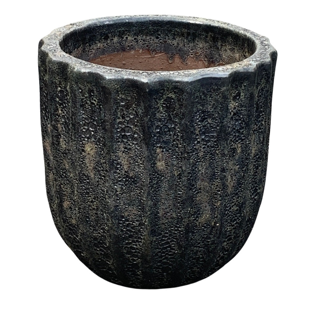 Black Ribbed Planter