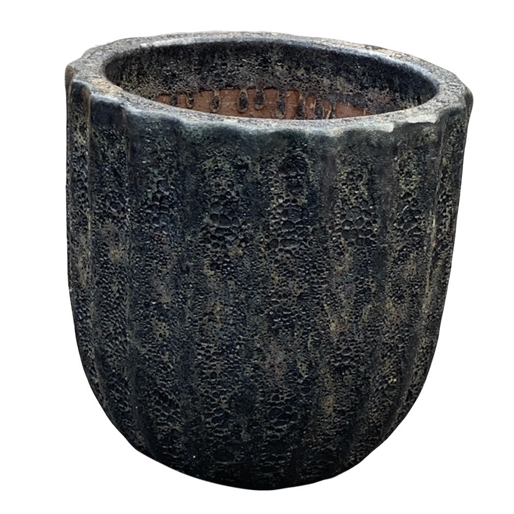Black Ribbed Planter